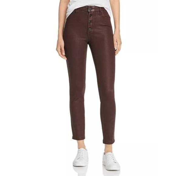 PAIGE Hoxton Coated Ankle Skinny Jean High Rise Button Fly Stretch Coffee 27 - Picture 9 of 9